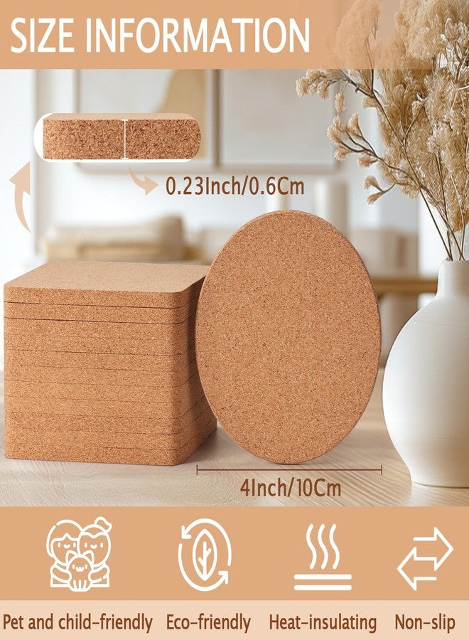 GOH DODD 60 Pieces Cork Coasters for Drinks, GOH DODD Thicken Absorbent Blank Coasters for DIY Crafts Laser Engraving Sublimation Wood Burning Plants Painting Housewarming Gifts Wedding Education, 4 Inch - Image 2